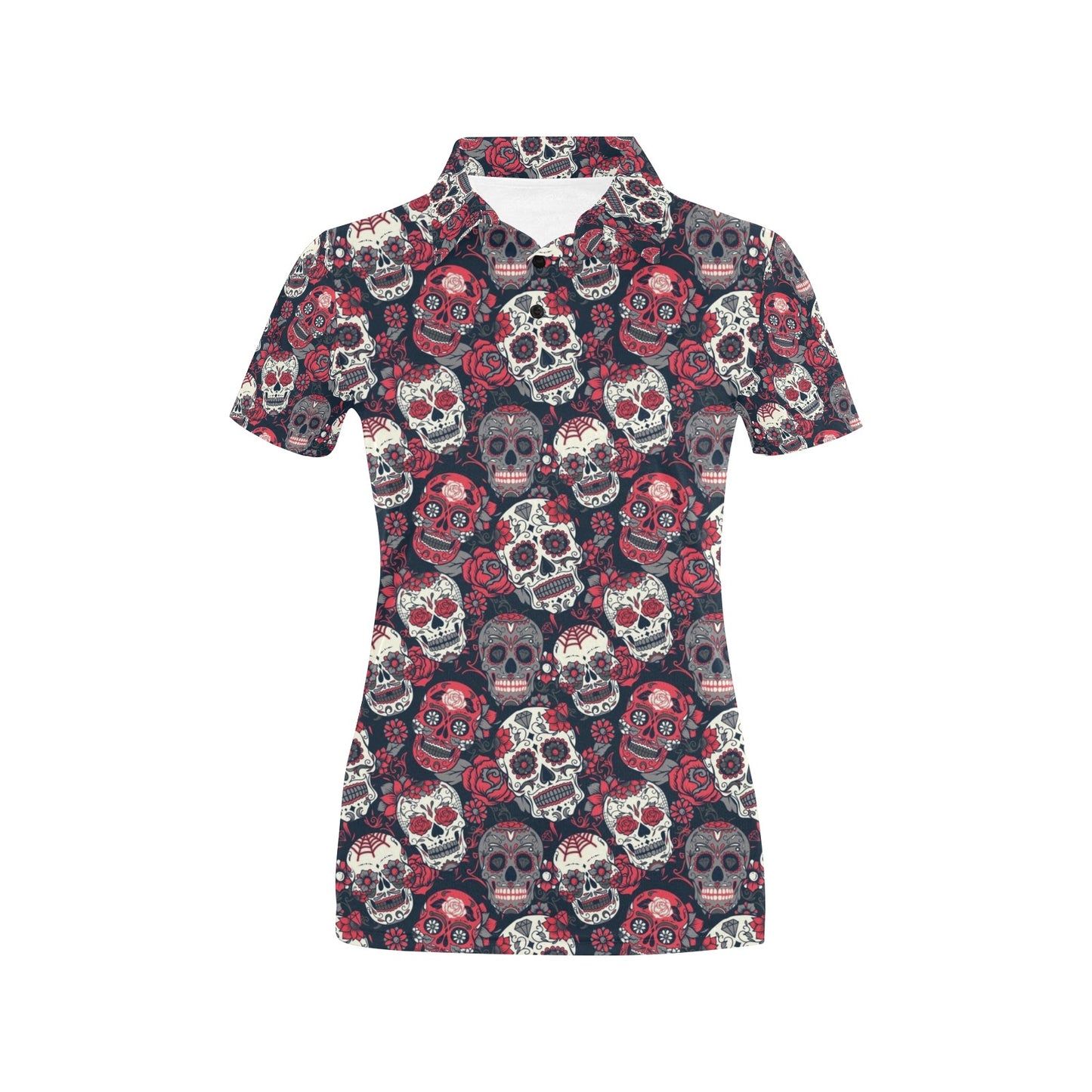 Sugar Skull Print Design LKS303 Women's Polo Shirt