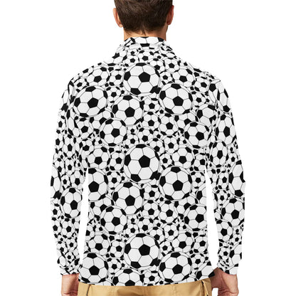 Soccer Ball Print Design LKS301 Long Sleeve Polo Shirt For Men's