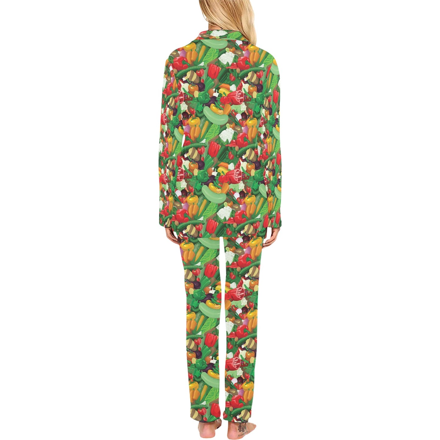 Salad Mix Vegetableprint Design LKS301 Women's Long Pajama Set