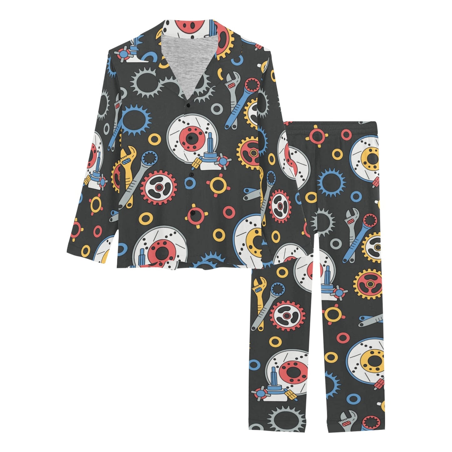 Mechanic Pattern Print Design 01 Women's Long Pajama Set