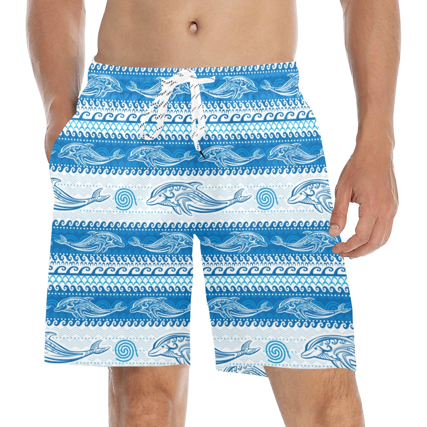 Dolphin Tribal Print Pattern Men's Swim Trunks Beach Shorts