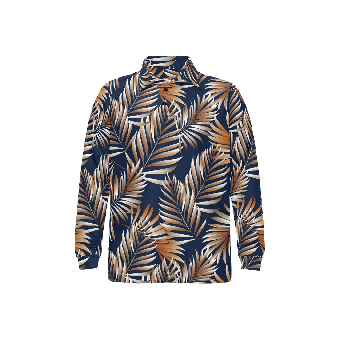 Tropical Flower Pattern Print Design TF07 Long Sleeve Polo Shirt For Men's