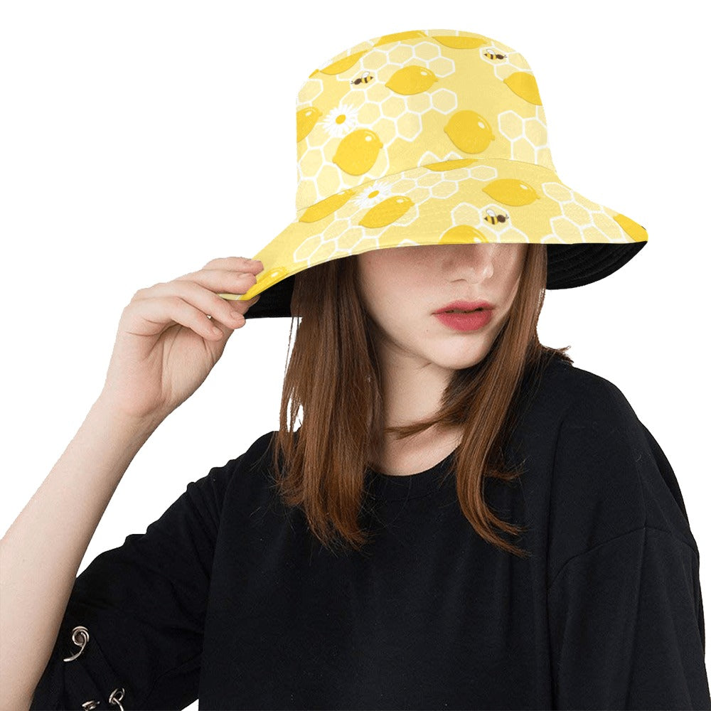 Honey Bee Honeycomb Print Design LKS3010 Unisex Bucket Hat
