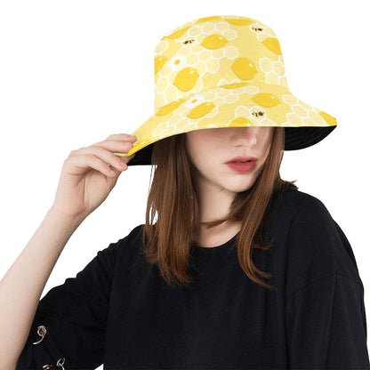 Honey Bee Honeycomb Print Design LKS3010 Unisex Bucket Hat