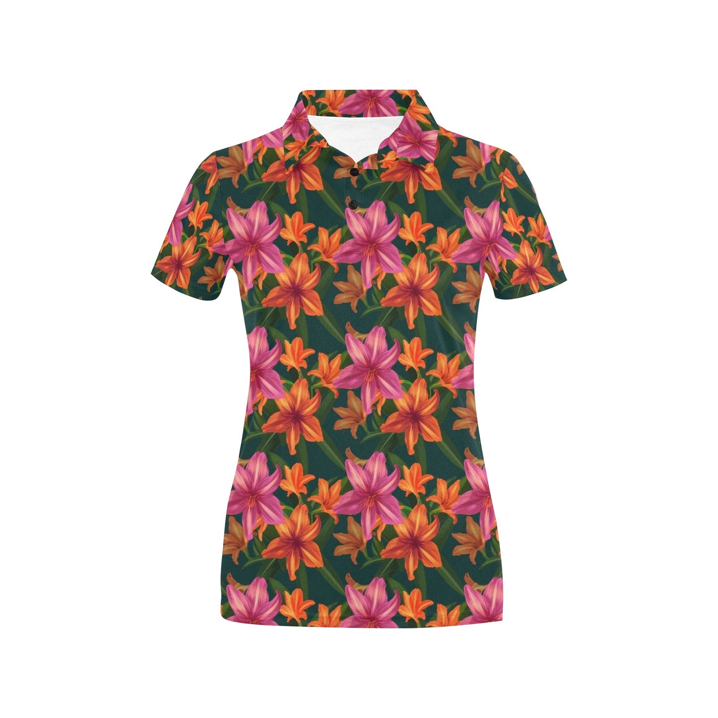 Amaryllis Pattern Print Design AL01 Women's Polo Shirt