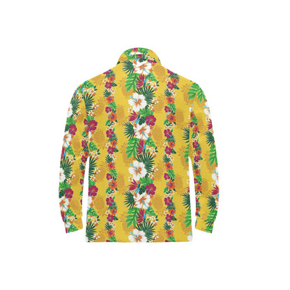 Hawaiian Themed Pattern Print Design H09 Long Sleeve Polo Shirt For Men's