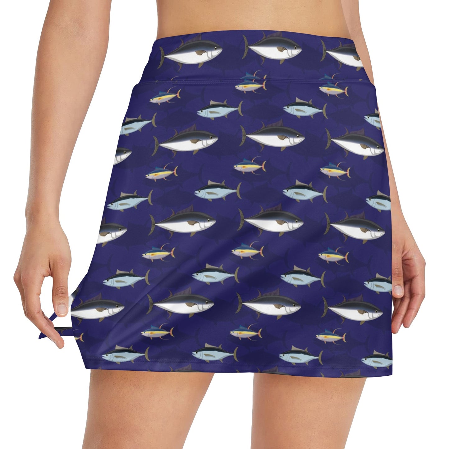 Tuna Fish Print Design LKS304 17" Golf & Pickleball Skort with Pockets