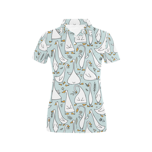 Goose Pattern Print Design 03 Women's Polo Shirt