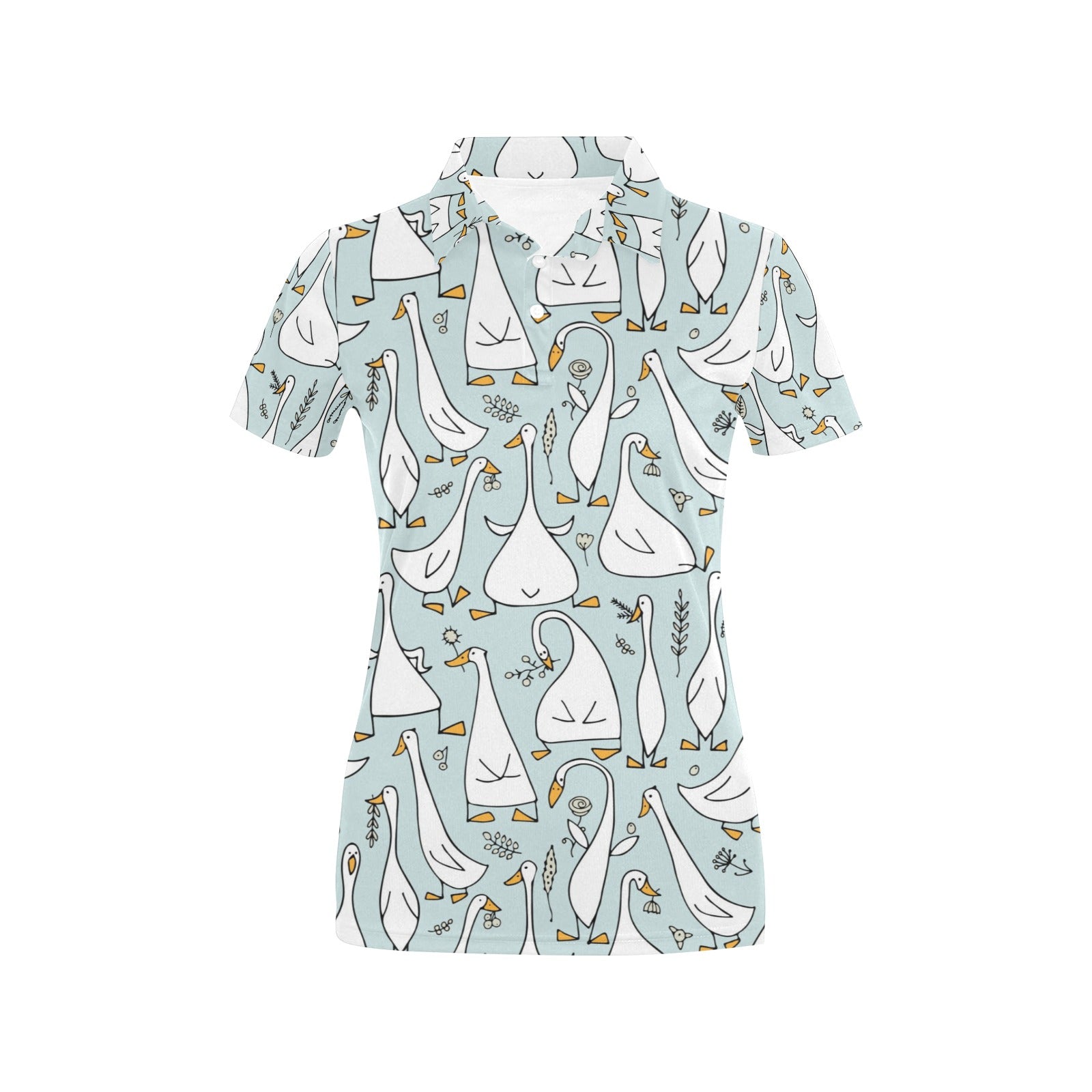 Goose Pattern Print Design 03 Women's Polo Shirt