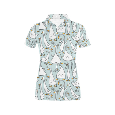 Goose Pattern Print Design 03 Women's Polo Shirt