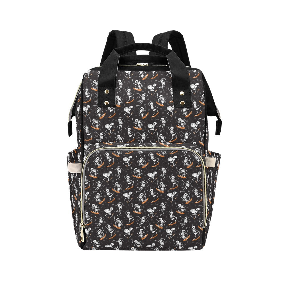 Skateboard With Skeleton Print Design LKS303 Diaper Bag Backpack