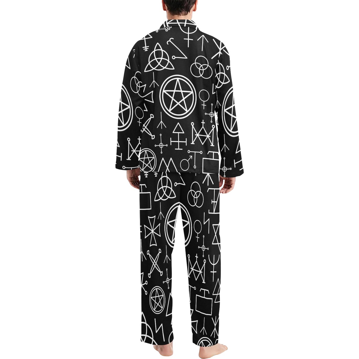 Pentagram Pattern Print Design A02 Men's Long Pajama Set