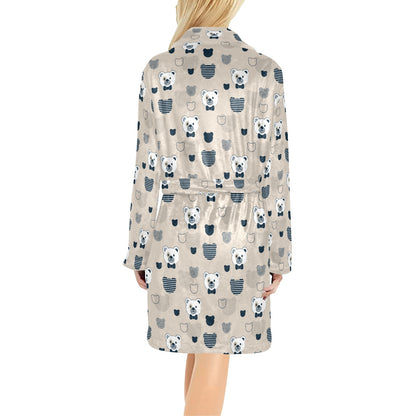 Bear Pattern Print Design 05 Women's Fleece Robe