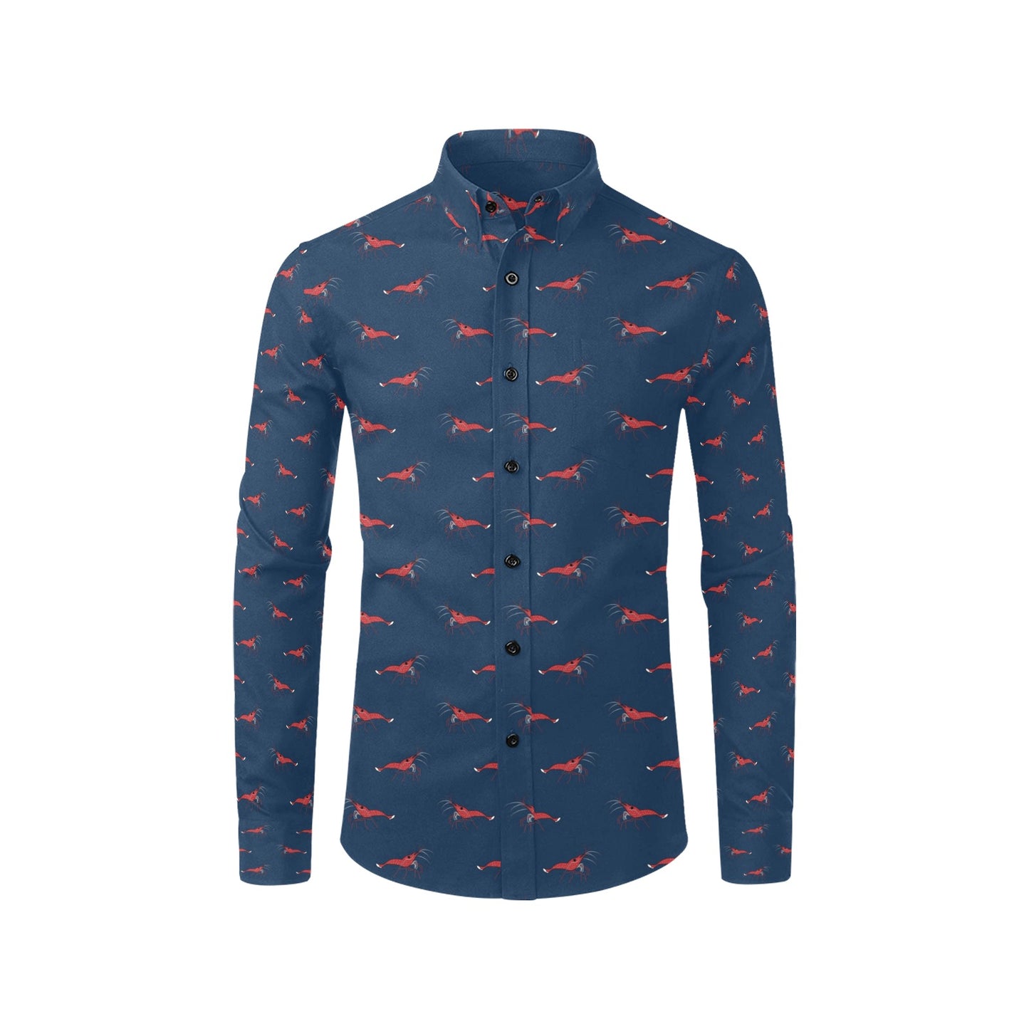 Shrimp Print Design LKS305 Men's Long Sleeve Dress Shirt
