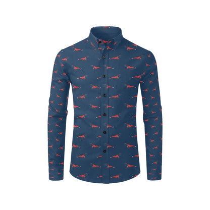 Shrimp Print Design LKS305 Men's Long Sleeve Dress Shirt