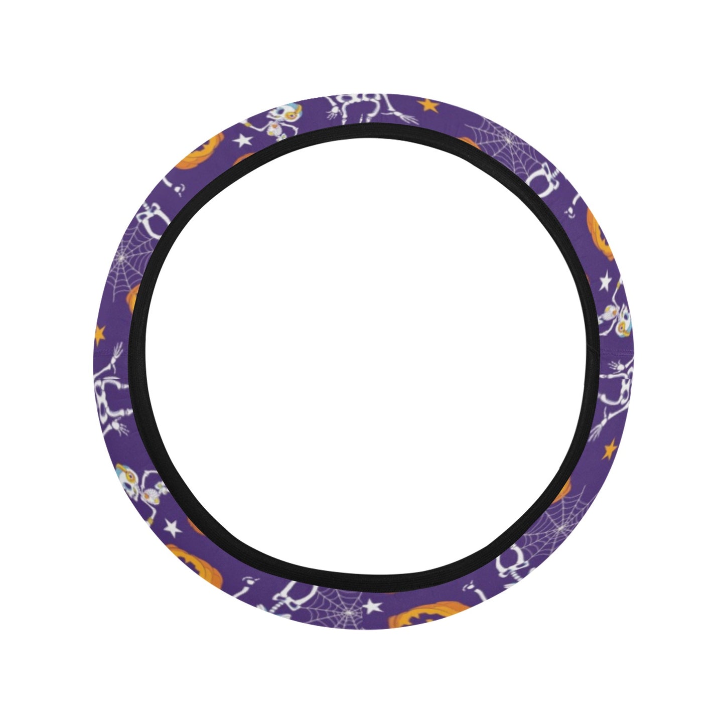 Skeleton Halloween Dance Print Design LKS304 Steering Wheel Cover with Elastic Edge