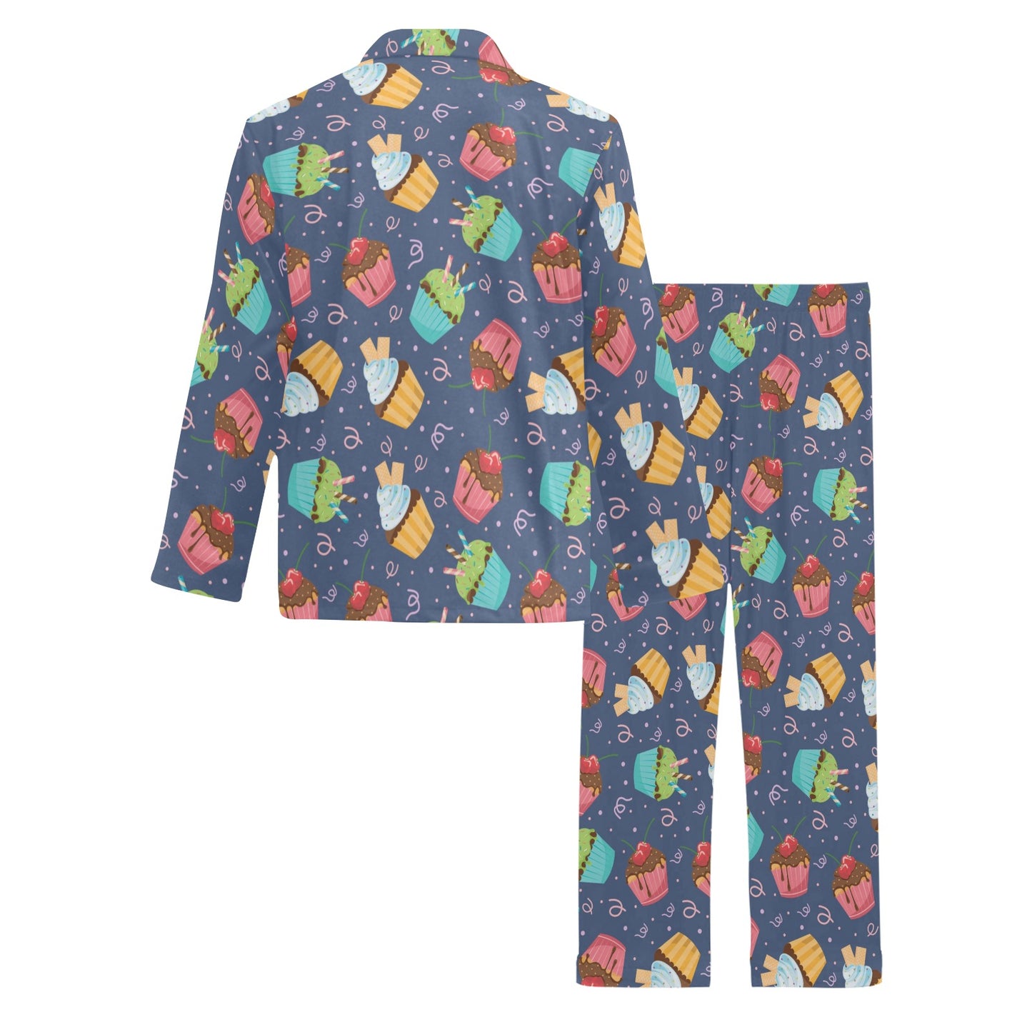 Cupcake Pattern Print Design 02 Men's Long Pajama Set