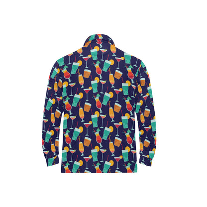 Cocktail Pattern Print Design 06 Long Sleeve Polo Shirt For Men's