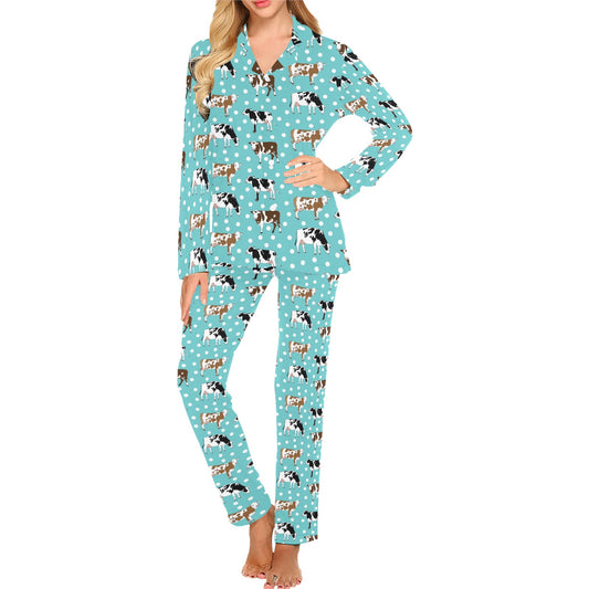 Cattle Print Design LKS405 Women's Long Pajama Set