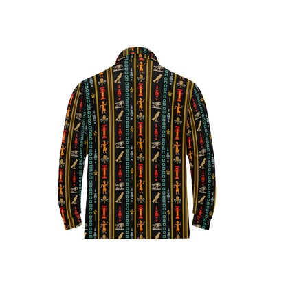 Eye of Horus Egypt Style Pattern Long Sleeve Polo Shirt For Men's