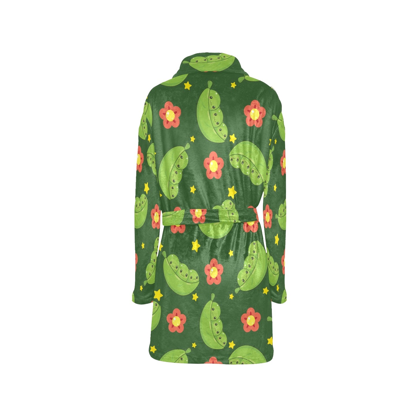Peas Pattern Print Design A01 Women's Fleece Robe