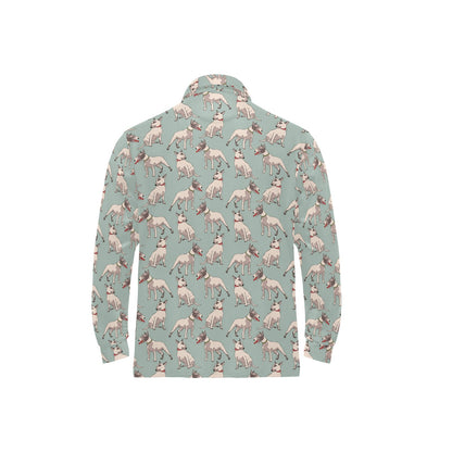 Bull Terrier Cute Print Pattern Long Sleeve Polo Shirt For Men's