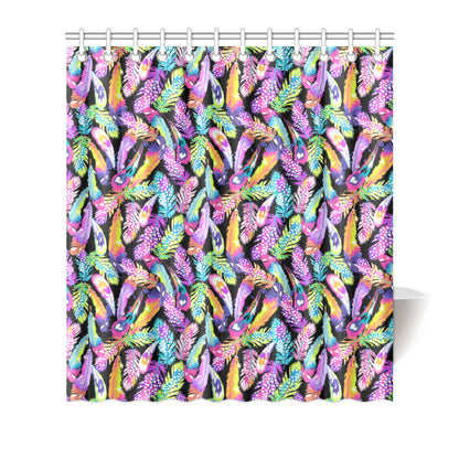 Neon Feather Pattern Print Design A02 Shower Curtain