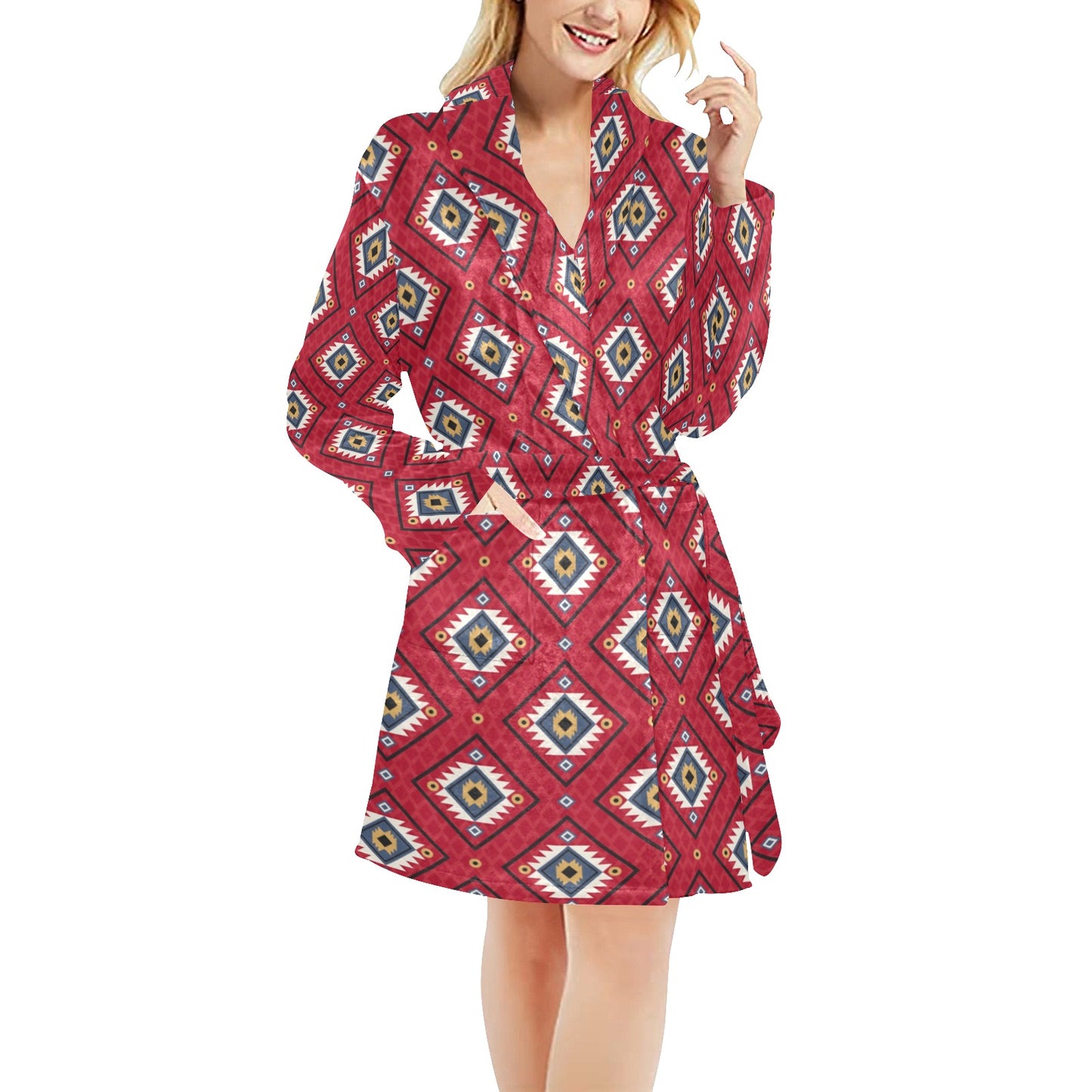 Aztec Pattern Print Design 10 Women's Fleece Robe