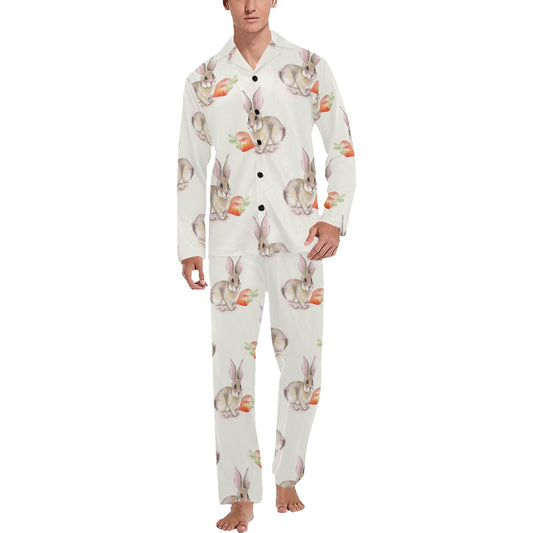 Rabbit Pattern Print Design 01 Men's Long Pajama Set
