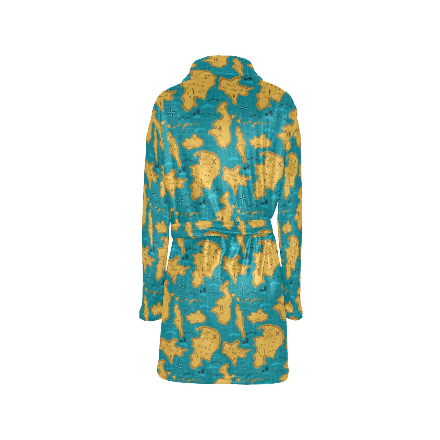 World Map Print Design LKS301 Women's Fleece Robe
