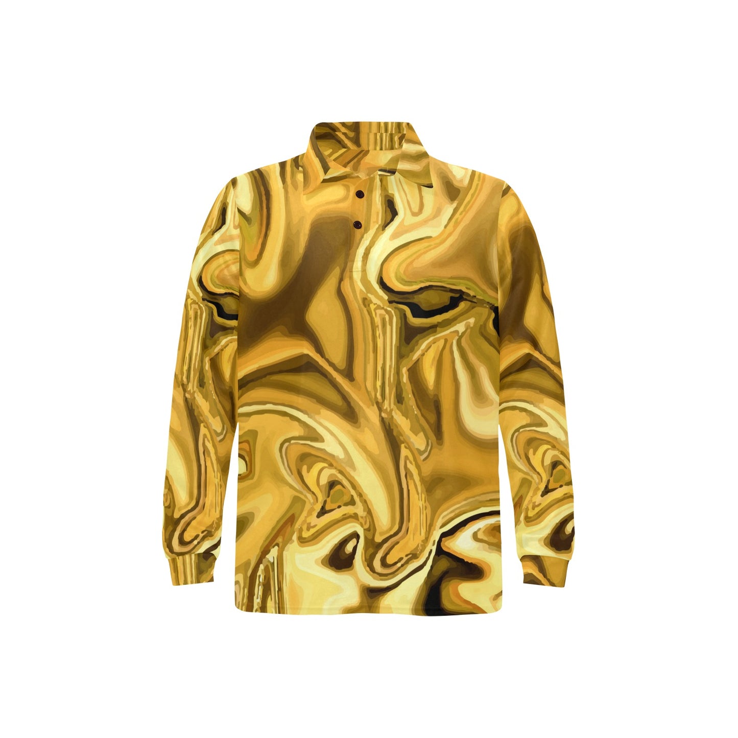 Liquid Pattern Print Design 03 Long Sleeve Polo Shirt For Men's