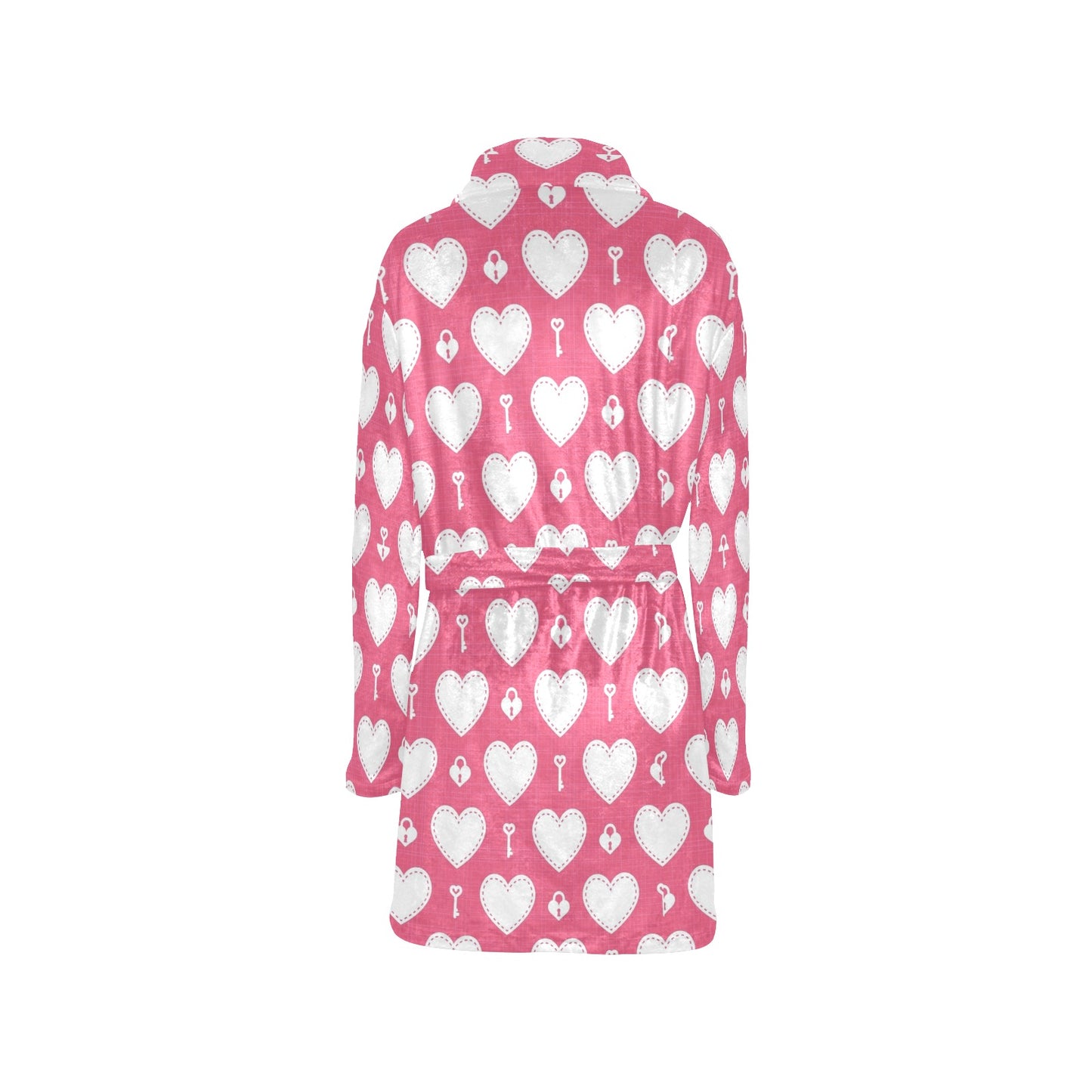 Heart Key Pattern Print Design HE09 Women's Fleece Robe