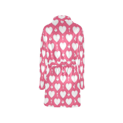 Heart Key Pattern Print Design HE09 Women's Fleece Robe