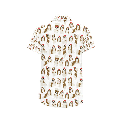 Shih Tzu Print Design LKS302 Men Short Sleeve Button Up Shirt