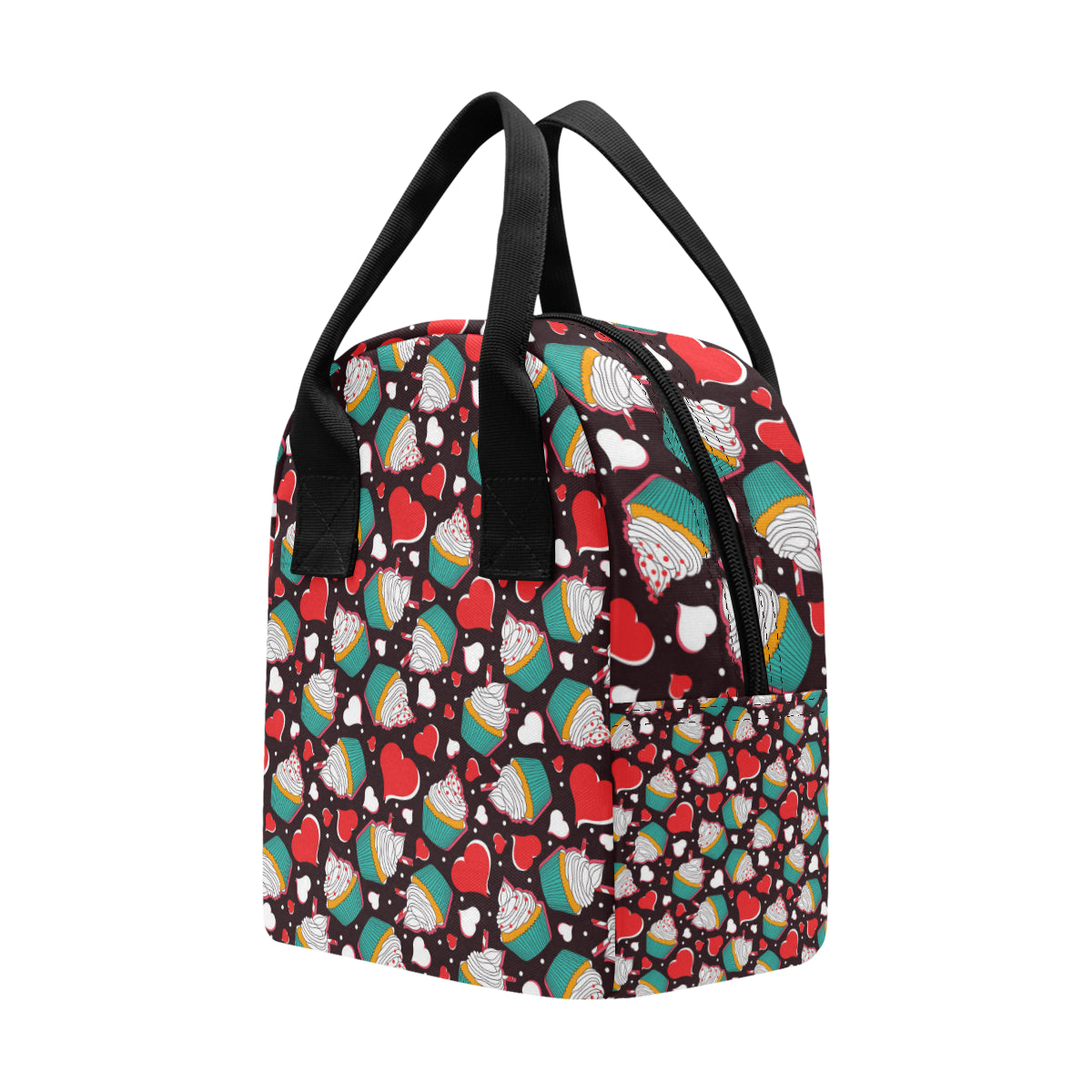 Cupcakes Heart Print Pattern Insulated Lunch Bag