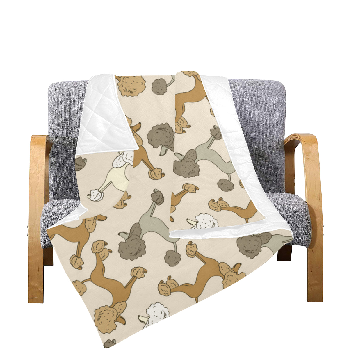 Poodle Pattern Print Design A01 Premium Quilt