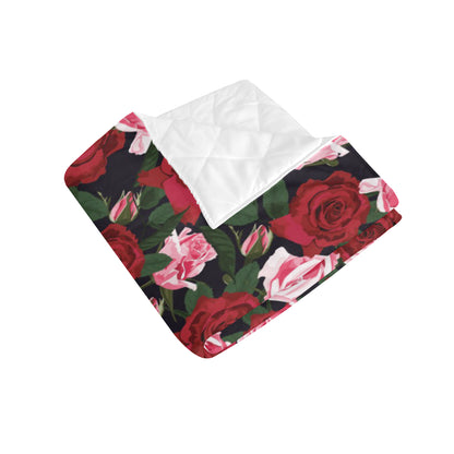 Rose Red Pink Pattern Print Design RO01 Premium Quilt