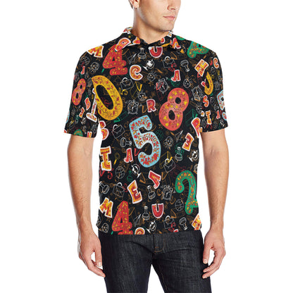Number Pattern Print Design A03 Men Polo Shirt