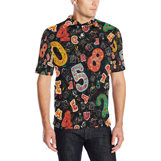 Number Pattern Print Design A03 Men Polo Shirt