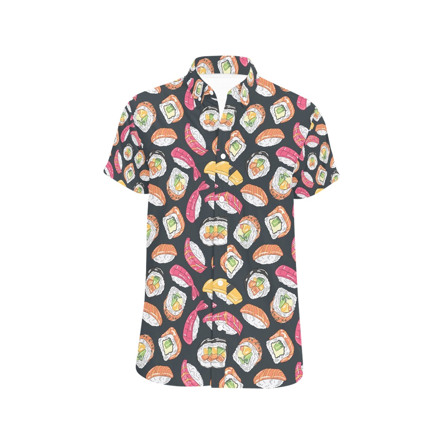 Sushi Print Design LKS306 Men Short Sleeve Button Up Shirt