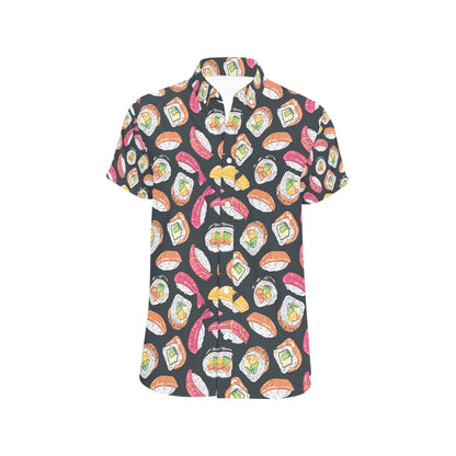 Sushi Print Design LKS306 Men Short Sleeve Button Up Shirt