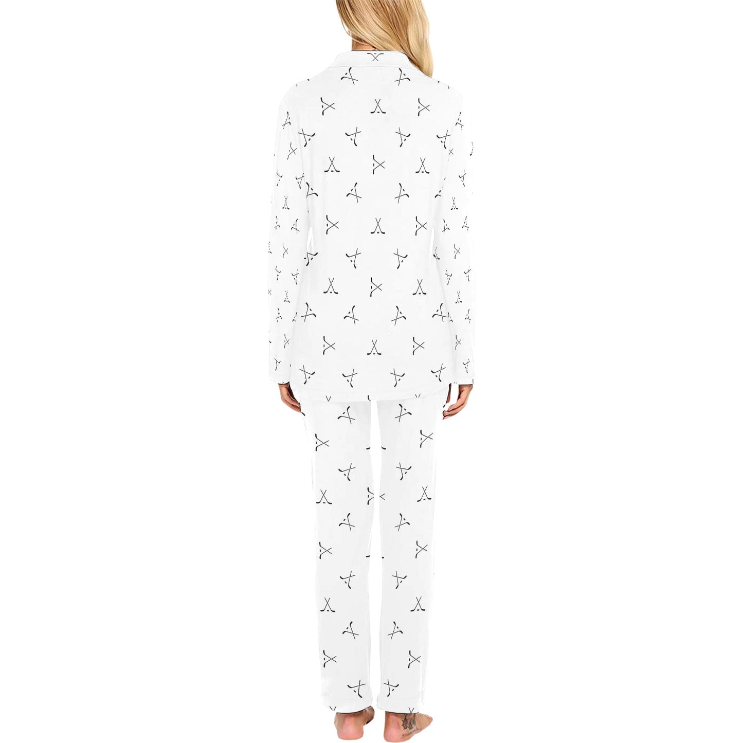 Hockey Print Design LKS304 Women's Long Pajama Set