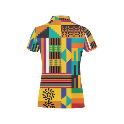 Kente Pattern Print Design 03 Women's Polo Shirt