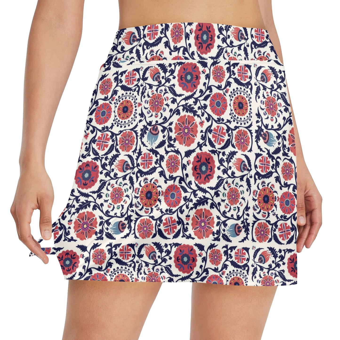 Suzani Print Design LKS304 17" Golf & Pickleball Skort with Pockets
