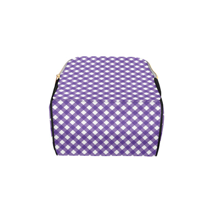Gingham Purple Pattern Print Design 03 Diaper Bag Backpack