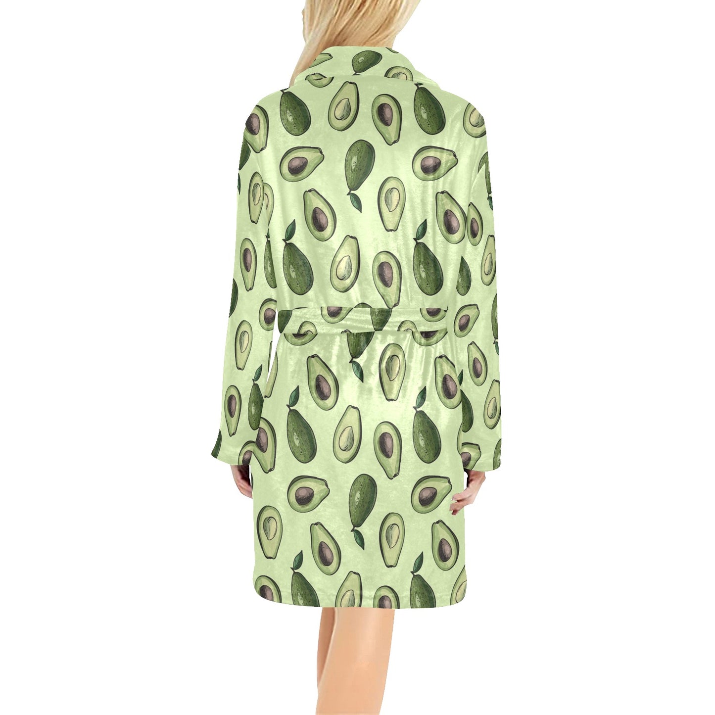 Avocado Pattern Print Design 02 Women's Fleece Robe