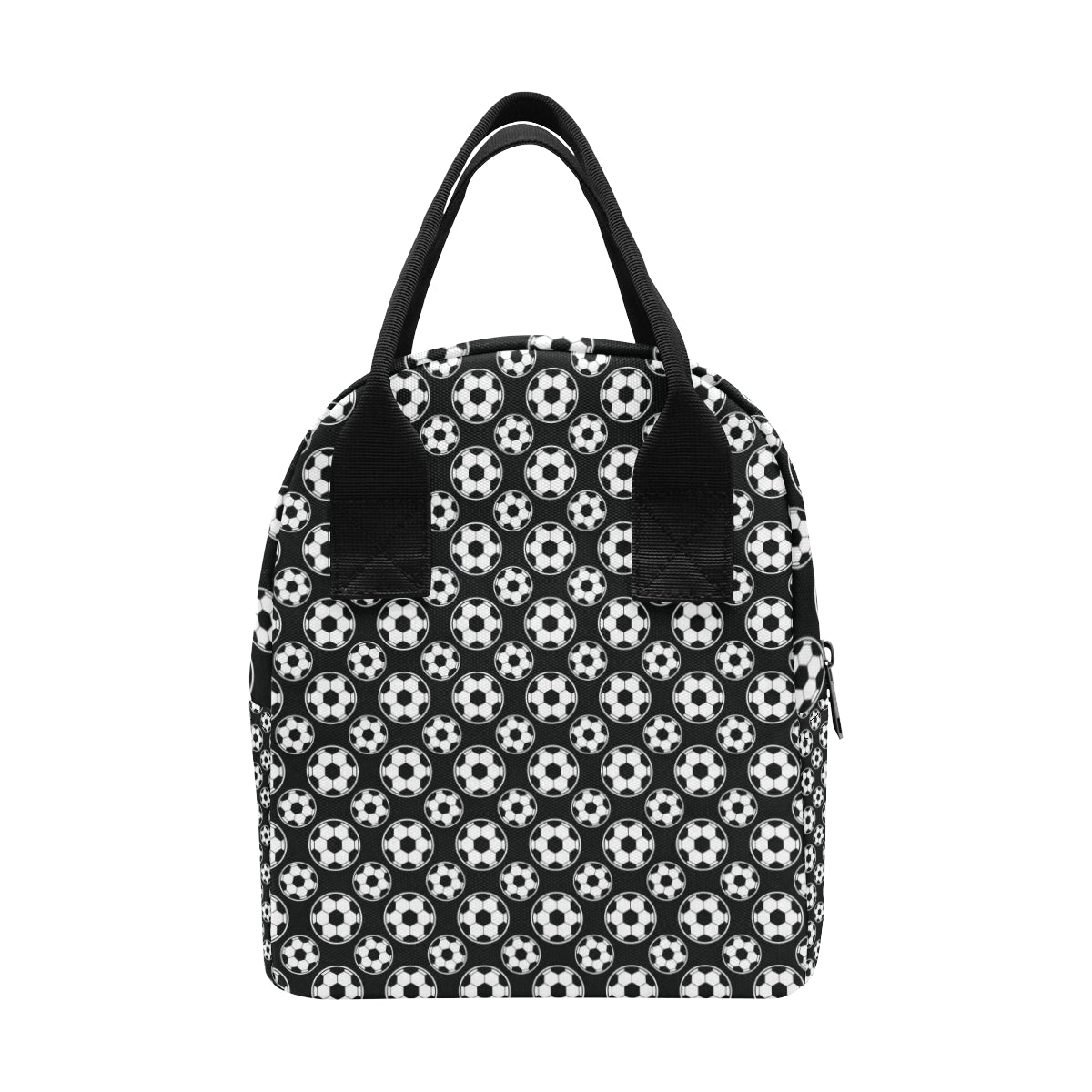 Soccer Ball Black Print Pattern Insulated Lunch Bag