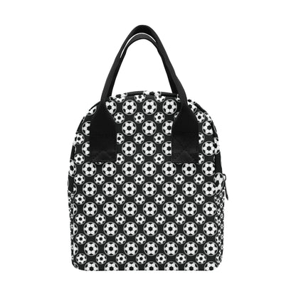 Soccer Ball Black Print Pattern Insulated Lunch Bag