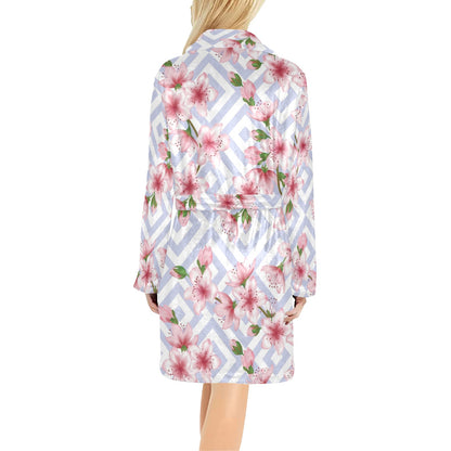 Cherry Blossom Pattern Print Design CB07 Women's Fleece Robe