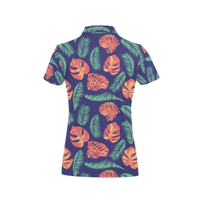 Palm Leaves Pattern Print Design PL011 Women's Polo Shirt